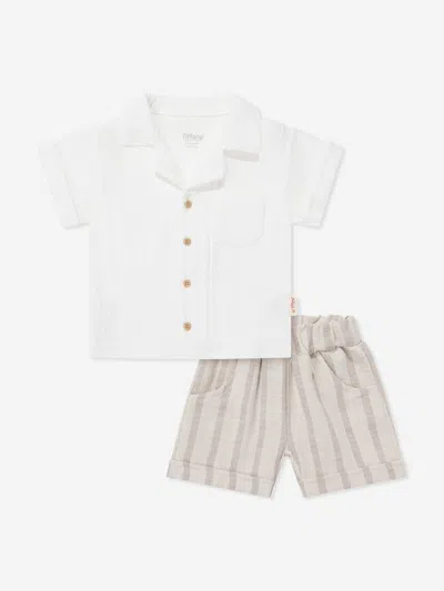 Tiffany & Co Tiffany Baby Boys Muslin Linen Shirt And Shorts Set In White
