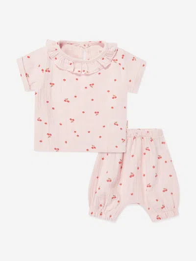 Tiffany & Co Tiffany Baby Girls Muslin Cherry Vibe Short Set In Pink