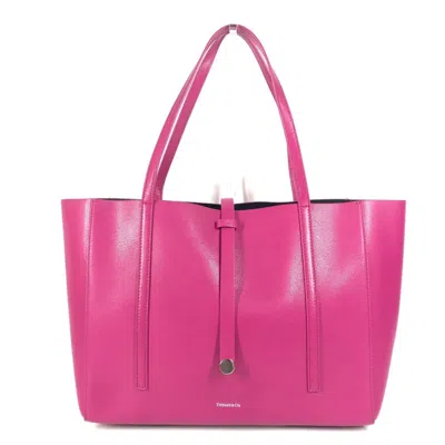 Pre-owned Tiffany & Co Tiffany Black Pink Leather Shoulder Bag Tote Bag () In Black, Pink