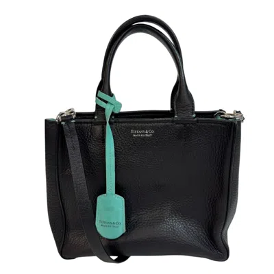 Pre-owned Tiffany & Co Tiffany Black Tiffany Blue Leather Handbag Shoulder Bag () In Black, Tiffany Blue