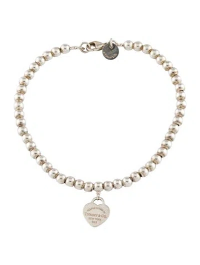 Pre-owned Tiffany & Co Tiffany Blue® Heart Tag Bead Charm Bracelet, 6.75"