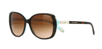 Pre-owned Tiffany & Co Tiffany Cobblestone Tf 4121b Havana/brown Shaded (8134/3b A) Sunglasses