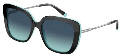 Pre-owned Tiffany & Co Tiffany Diamond Point Tf 4177 Black/blue Shaded (8055/9s) Sunglasses