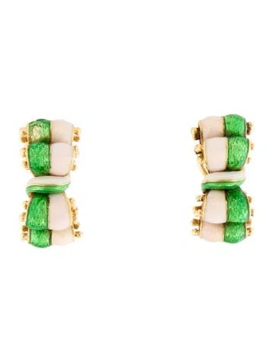 Pre-owned Tiffany & Co Tiffany Enamel Bow Earclips In Multi