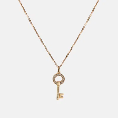 Pre-owned Tiffany & Co Tiffany Keys Diamonds 18k Rose Gold Mini Model Necklace