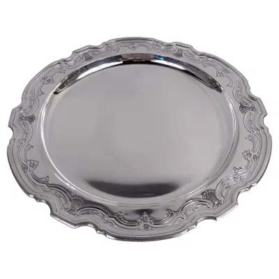 Pre-owned Tiffany & Co Tiffany Modern Georgian Sterling Silver Piecrust Tray