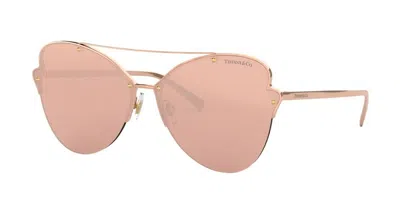 Pre-owned Tiffany & Co Tiffany Paper Flowers Tf 3063 Rose Gold/rose Gold Mirrored Sunglasses In Pink