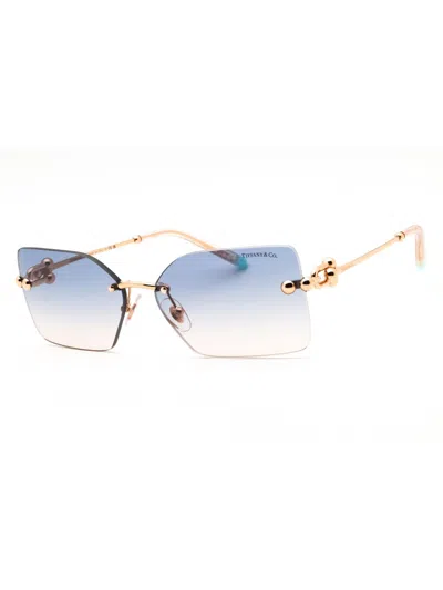 Tiffany & Co Tiffany Rectangular Metal Women's Sunglasses In Blue