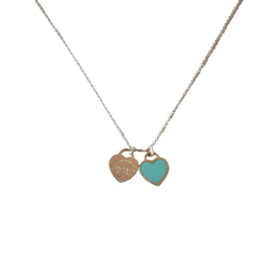 Tiffany & Co Tiffany Return To Tiffany Mini Double Heart Necklace Blue Heart Silver