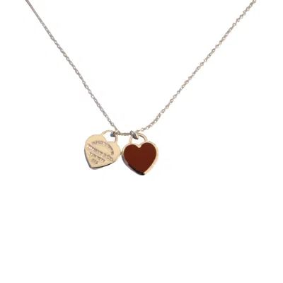 Tiffany & Co Tiffany Return To Tiffany Mini Double Heart Tag Pendant Red Heart Necklace Silver