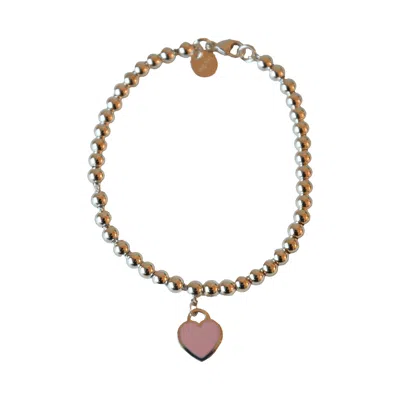 Tiffany & Co Tiffany Return To Tiffany Pink Heart Tag Bead Bracelet Silver