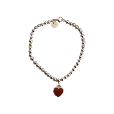 Tiffany & Co Tiffany Return To Tiffany Red Heart Tag Bead Bracelet Silver