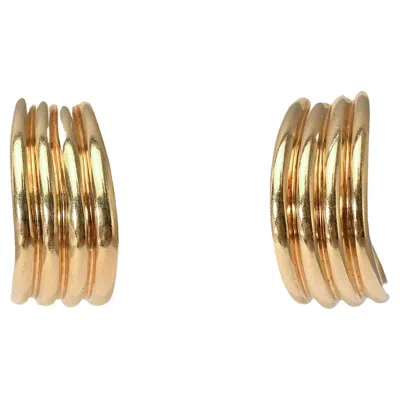 Pre-owned Tiffany & Co Tiffany Ribbed Gold Hoop Earrings In Multi