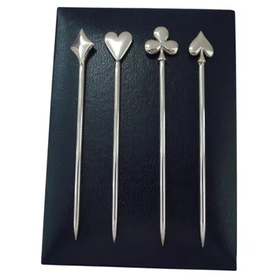 Pre-owned Tiffany & Co Tiffany - Set Vintage English Solid / Sterling Silver Cocktail Sticks In Black