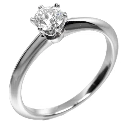 Pre-owned Tiffany & Co . Tiffany Setting Solitaire Ring Platinum With Rbc Diamond Silver Platinum Ring Jewelry
