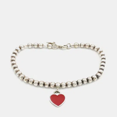 Pre-owned Tiffany & Co Tiffany Silver 925 Return To Heart Tag Beads Enamel Bracelet