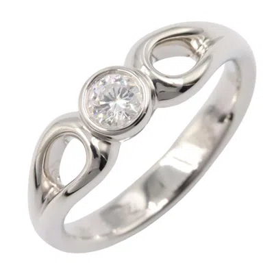Pre-owned Tiffany & Co Tiffany Silver Clear Platinum 950 Band Ring () In Silver, Clear