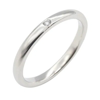Pre-owned Tiffany & Co Tiffany Silver Clear Platinum 950 Band Ring () In Silver, Clear