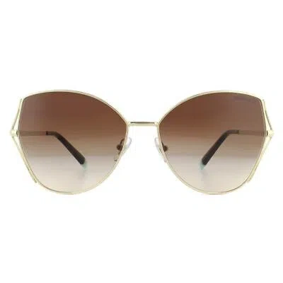Pre-owned Tiffany & Co Tiffany Sunglasses Tf3072 60213b Pale Gold Brown Gradient