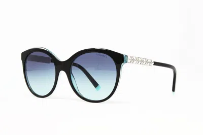 Pre-owned Tiffany & Co Tiffany Sunglasses Women's Tf4175b 82859s Black On Crystal Tiffany Blue 55mm