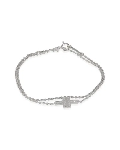 Tiffany & Co . Tiffany T 18k 0.18 Ct. Tw. Diamond Bracelet (authentic Pre-loved) In Metallic