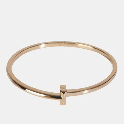 Pre-owned Tiffany & Co Tiffany T 18k Rose Gold Narrow Bracelet