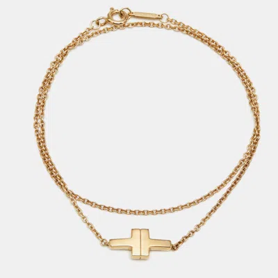 Pre-owned Tiffany & Co Tiffany T 18k Yellow Gold Double Chain Bracelet