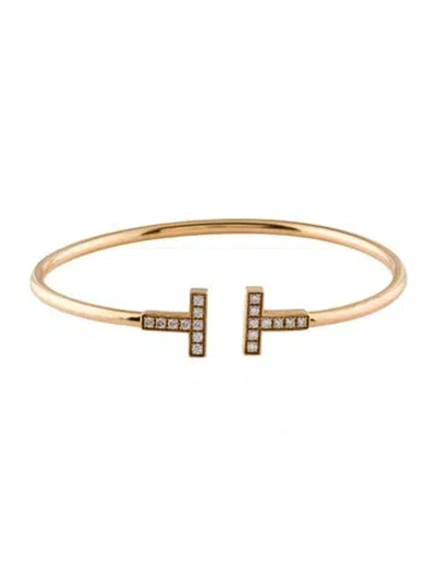 Pre-owned Tiffany & Co Tiffany T Diamond Wire Cuff Bracelet, 5.75" In Multi