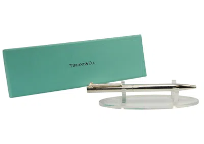 Pre-owned Tiffany & Co Tiffany T Retractable Sterling Silver Ballpoint Pen With T Clip. In Blue