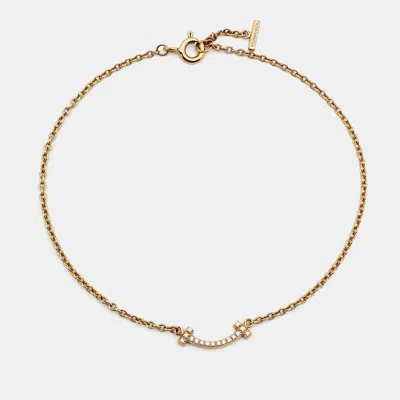 Pre-owned Tiffany & Co Tiffany T Smile Diamonds 18k Yellow Gold Small Bracelet