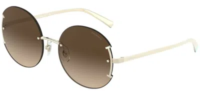 Pre-owned Tiffany & Co Tiffany T Tf 3071 Pale Gold/brown Shaded (6021/3b) Sunglasses