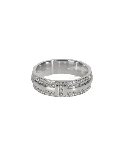 Tiffany & Co . Tiffany T Wide 18k Gold 0.57 Ct. Tw. Diamond Ring (authentic Pre-loved) In Silver
