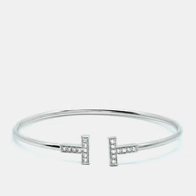 Pre-owned Tiffany & Co Tiffany T Wire Diamonds 18k White Gold Bracelet