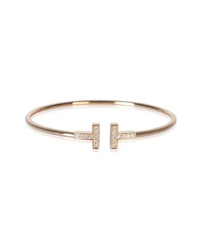Pre-owned Tiffany & Co . Tiffany T Wire Rose Gold 0.24 Ct. Tw. Diamond Bracelet  (authentic Pre-loved)
