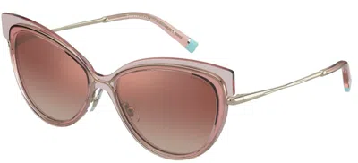 Pre-owned Tiffany & Co Tiffany Tf 3092 Gold/brown Shaded (6021/3b) Sunglasses