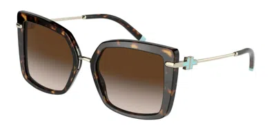 Pre-owned Tiffany & Co Tiffany Tf 4185 Havana/brown Shaded (8015/3b) Sunglasses