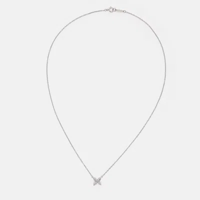 Pre-owned Tiffany & Co Tiffany Victoria Diamond Platinum Necklace In Silver