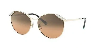 Pre-owned Tiffany & Co Tiffany Wheat Leaf Tf 3073b Pale Gold/brown Shaded Mirror (6021/3b) Sunglasses