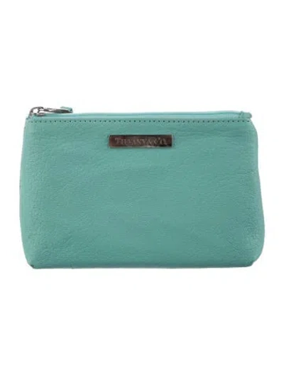 Pre-owned Tiffany & Co Top Zip Leather Cosmetic Bag. In Blue