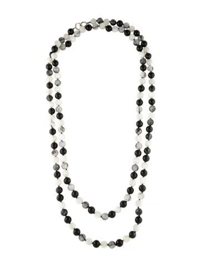 Pre-owned Tiffany & Co Tourmalinated Quartz & Moonstone Bead Strand Necklace, 62.5" In Multi