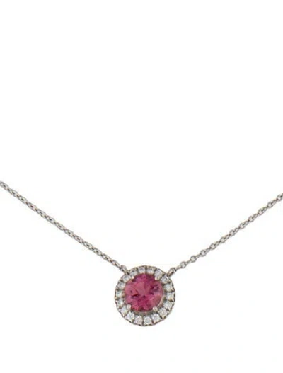Pre-owned Tiffany & Co Tourmaline & Diamond Soleste® Pendant Necklace, 16" In Multi