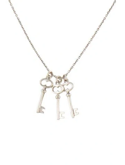 Pre-owned Tiffany & Co Triple Key Pendant Necklace, 16" In Multi