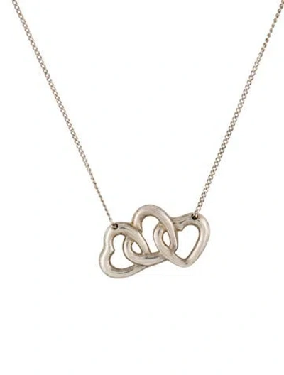 Pre-owned Tiffany & Co Triple Open Heart Pendant Necklace, 16.25" In Multi