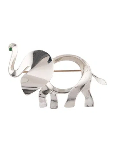 Pre-owned Tiffany & Co Tsavorite Garnet Elephant Brooch In Multi