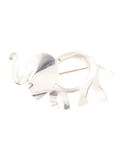 Pre-owned Tiffany & Co Tsavorite Garnet Save The Wild Elephant Brooch In Multi