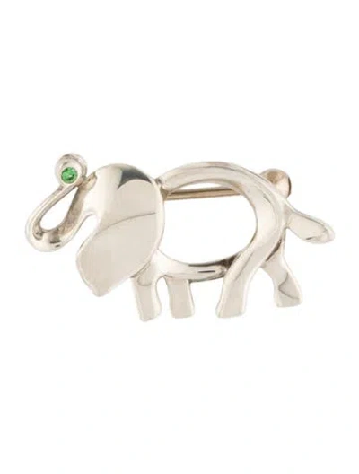 Pre-owned Tiffany & Co Tsavorite Garnet Save The Wild Elephant Brooch In Multi