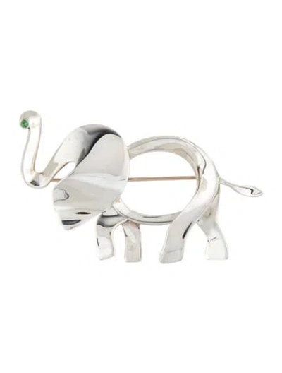 Pre-owned Tiffany & Co Tsavorite Garnet Save The Wild Elephant Brooch In Multi