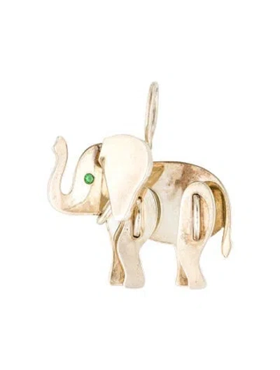 Pre-owned Tiffany & Co Tsavorite Garnet Save The Wild Elephant Brooch Pendant In Multicolor