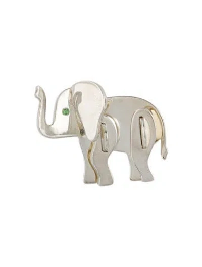 Pre-owned Tiffany & Co Tsavorite Garnet Save The Wild Elephant Pin Brooch In Multicolor