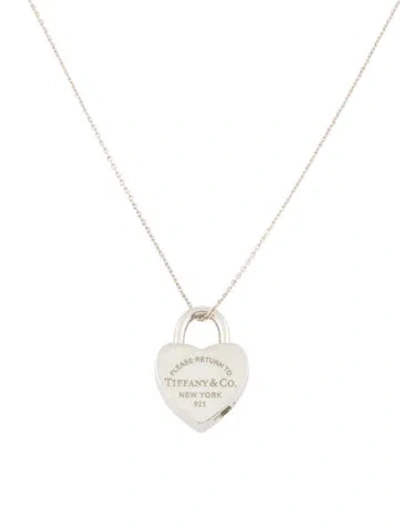 Pre-owned Tiffany & Co Twist & Pull Heart Lock Pendant Necklace, 16" In Multi